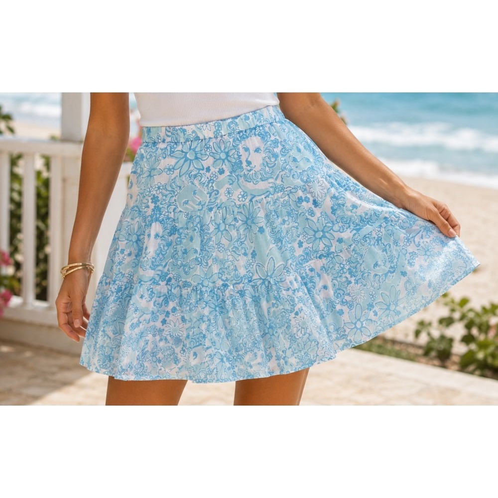 Lilly Pulitzer Tiered Knee Length Shopper Skirt Lion Cotton Size 8 New *Flaws - Picture 16 of 16